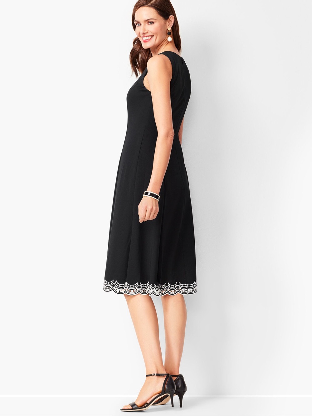 Talbots Fit & Flare Embroidered Hem Dress - Picture 2 of 7